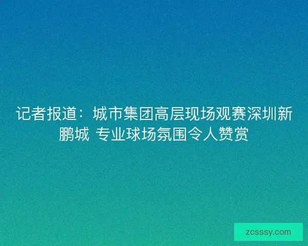 記者報道：城市集團高層現場觀賽深圳新鵬城 專業球場氛圍令人贊賞