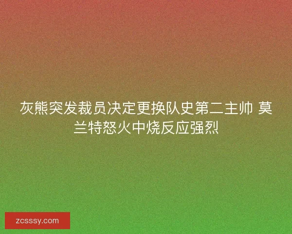 灰熊突發裁員決定更換隊史第二主帥 莫蘭特怒火中燒反應強烈