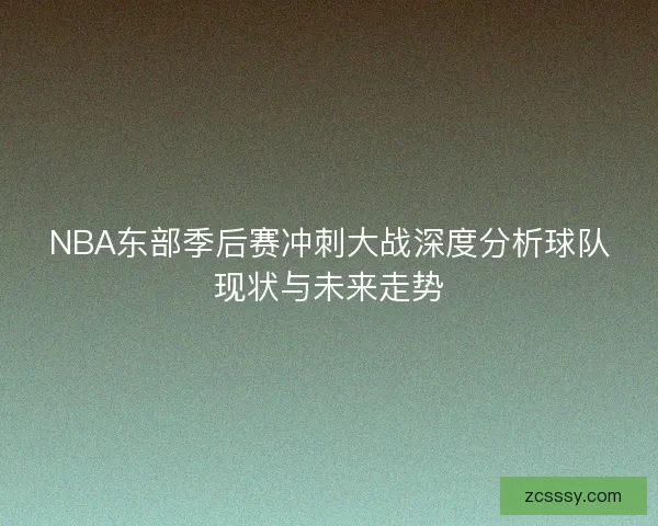 NBA东部季后赛冲刺大战深度分析球队现状与未来走势 NBA东部季后赛冲刺大战深度分析球队现状与未来走势