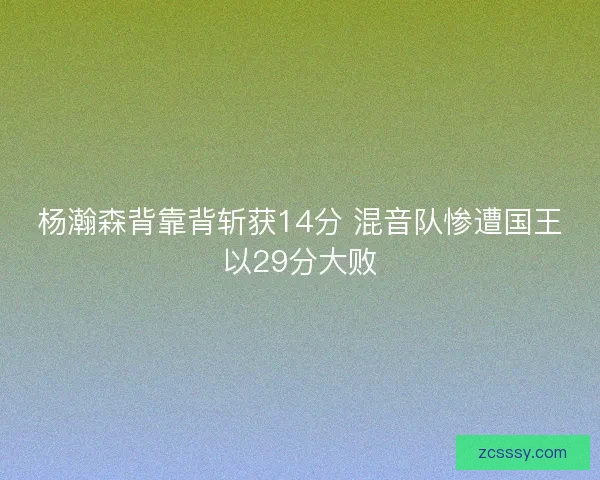 杨瀚森背靠背斩获14分 混音队惨遭国王以29分大败